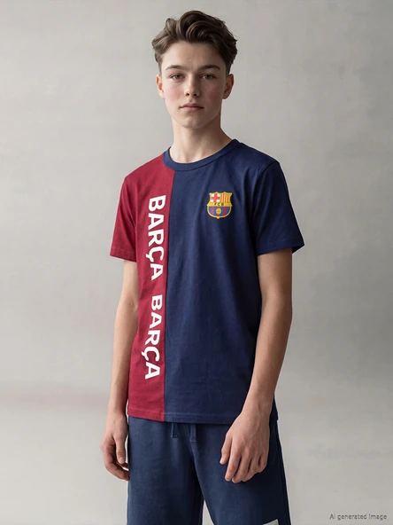 LCW Kids Lacivert FC Barcelona Lisanslı Erkek Çocuk Tişört ürün görseli 1