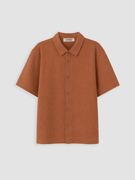 LCW Kids Kahverengi Poplin Erkek Çocuk Gömlek ürün görseli 1