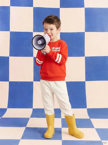 LCW Kids Kırmızı Los Angeles Baskılı Erkek Çocuk Sweatshirt ürün görseli 1
