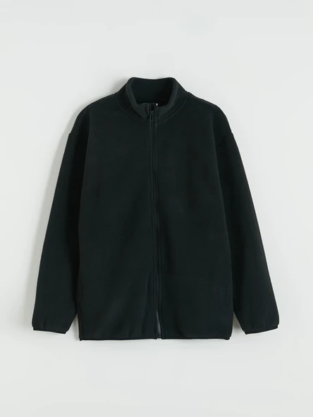 LCW Kids Siyah Dik Yaka Erkek Çocuk Polar Fermuarlı Sweatshirt ürün görseli 1