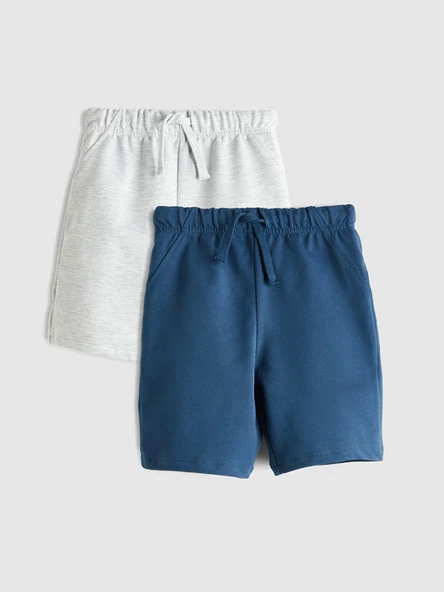 LCW Kids İndigo Beli Lastikli Basic Erkek Çocuk Şort 2'li ürün görseli 1