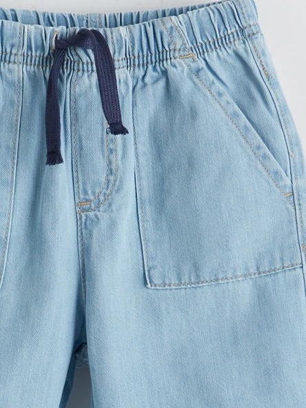 LCW Kids İndigo Beli Lastikli Basic Erkek Çocuk Jean Şort - Resim 5