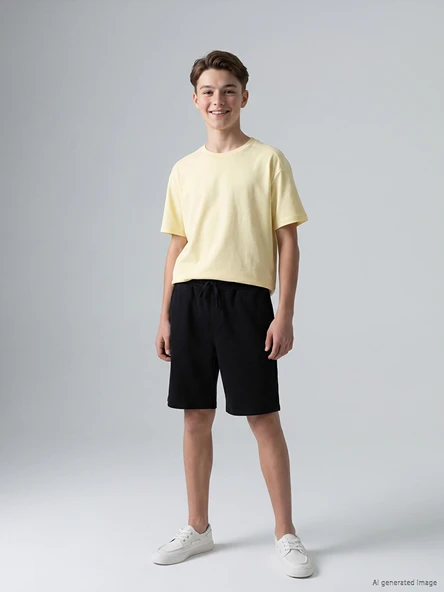 LCW Kids Siyah Bağcıklı Regular Fit Erkek Çocuk Şort ürün görseli 1