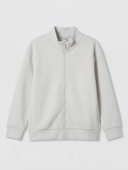 LCW Kids Gri Dik Yaka Erkek Çocuk Fermuarlı Sweatshirt ürün görseli 1