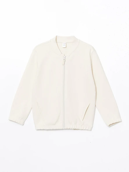 LCW Kids Bej Basic Erkek Çocuk Fermuarlı Sweatshirt - Resim 3
