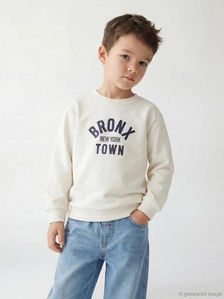 LCW Kids Gri Baskılı Erkek Çocuk Kalın Sweatshirt ürün görseli 1