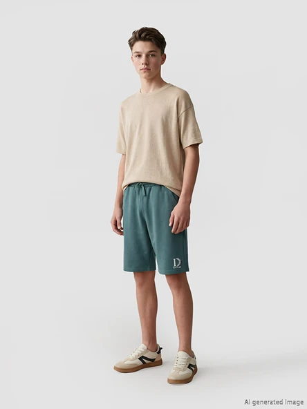LCW Kids Yeşil Baskılı Soft Touch Erkek Çocuk Şort ürün görseli 1