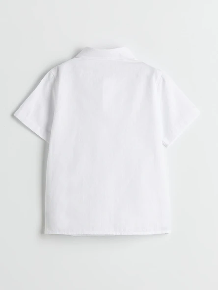 LCW Kids Beyaz Basic Cepli Erkek Çocuk Poplin Gömlek - Resim 5