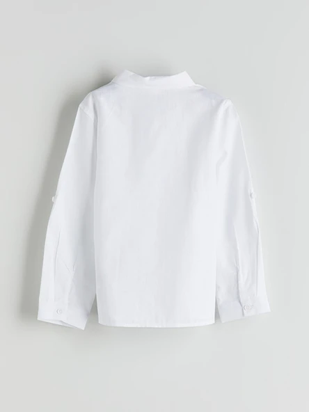 LCW Kids Beyaz Basic Erkek Çocuk Poplin Gömlek - Resim 3