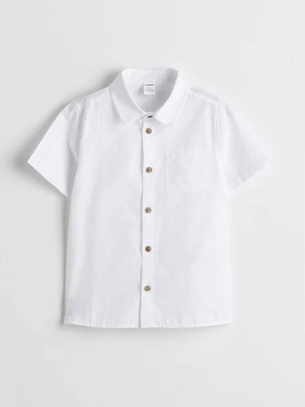 LCW Kids Beyaz Basic Cepli Erkek Çocuk Poplin Gömlek - Resim 3