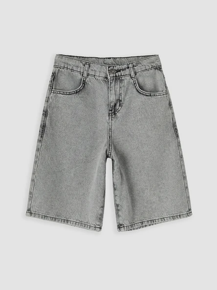 LCW Kids Gri Geniş Paça Erkek Çocuk Jean Şortolon ürün görseli 1