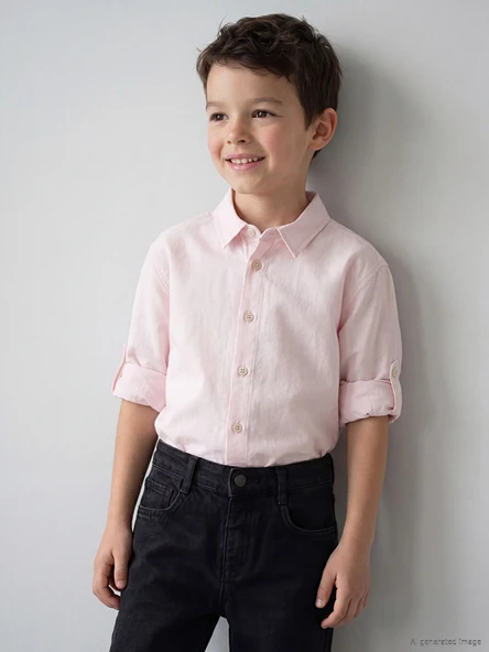 LCW Kids Pembe Uzun Kollu Erkek Çocuk Gömlek ürün görseli 1