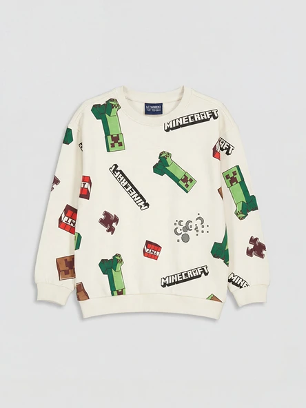 LCW Kids Ekru Minecraft Baskılı Erkek Çocuk Sweatshirt ürün görseli 1