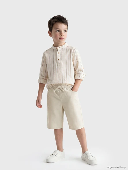 LCW Kids Bej Erkek Çocuk Gabardin Şort ürün görseli 1