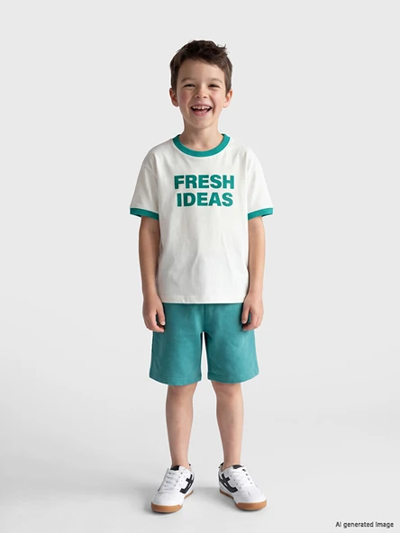 LCW Kids Yeşil Beli Lastikli Erkek Çocuk Şort ürün görseli 1