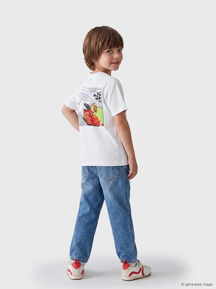 LCW Kids Beyaz Arabalar Baskılı Erkek Çocuk Tişört ürün görseli 1