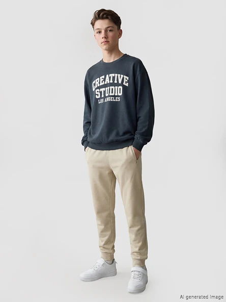 LCW Kids Lacivert Bisiklet Yaka Baskılı Erkek Çocuk Sweatshirt ürün görseli 1