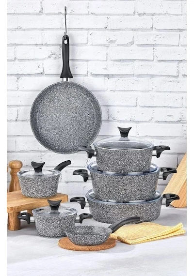 Taç Mastercook Family 12 Parça Granit Tencere Seti Gri Tac-8055 Gri ürün görseli 1