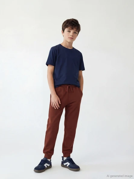 LCW Kids Kahverengi Beli Lastikli Erkek Çocuk Jogger Eşofman Altı ürün görseli 1