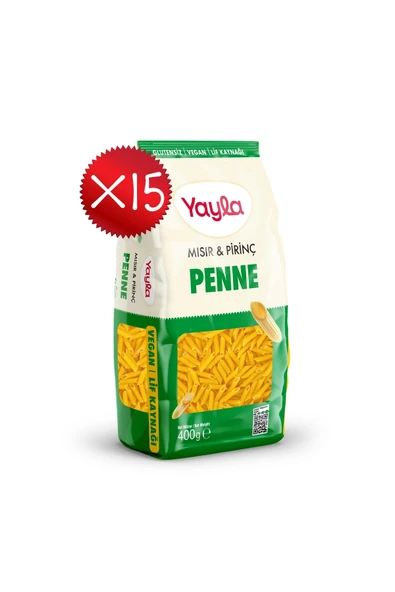 Yayla Mısır ve Pirinç Penne Makarna 400 g x15 ürün görseli 1