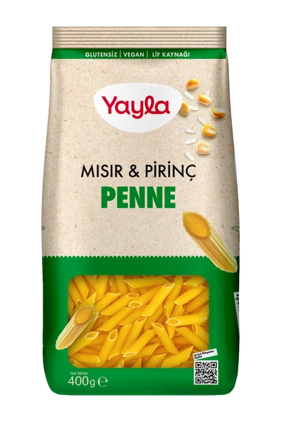 YAYLA GLUTENSİZ VEGAN PENNE MISIR&PİRİNÇ 400 GR ürün görseli 1