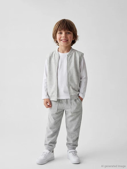 LCW Kids Gri Beli Lastikli Jogger Fit Erkek Çocuk Eşofman Altı ürün görseli 1