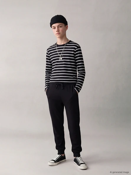 LCW Kids Siyah Beli Lastikli Erkek Çocuk Jogger Eşofman Altı ürün görseli 1