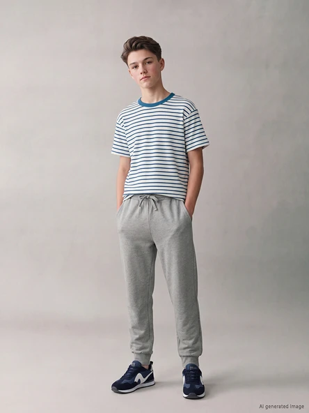 LCW Kids Gri Beli Lastikli Erkek Çocuk Jogger Eşofman Altı ürün görseli 1