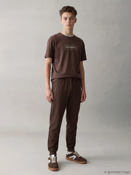 LCW Kids Kahverengi Beli Lastikli Erkek Çocuk Jogger Eşofman Altı ürün görseli 1