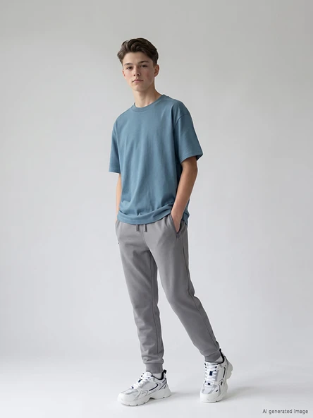 LCW Kids Gri Beli Lastikli Erkek Çocuk Jogger Eşofman Altı ürün görseli 1