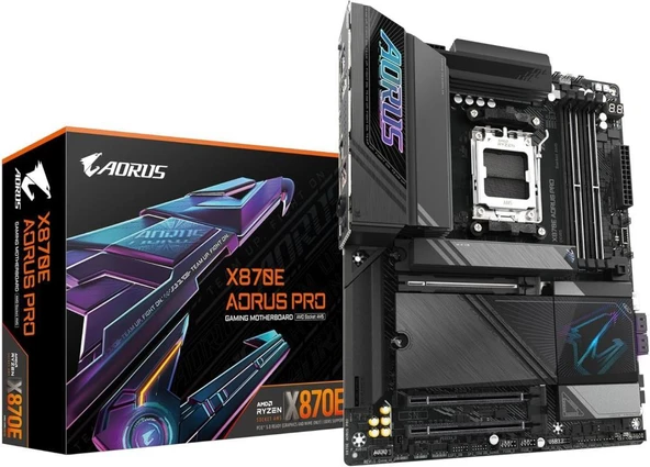 Gigabyte X870E AORUS PRO WiFi 8000mhz(OC) RGB M.2 AM5 ATX Anakart ürün görseli 1