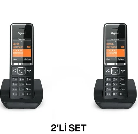 Gigaset Comfort 550 Siyah DECT Telefon 2'li Set – Büyük Renkli Ekranlı Kablosuz Ev ve Ofis Telefonu ürün görseli 1