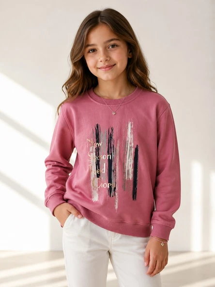 Kız Çocuk Gül Kurusu Sweatshirt ürün görseli 1