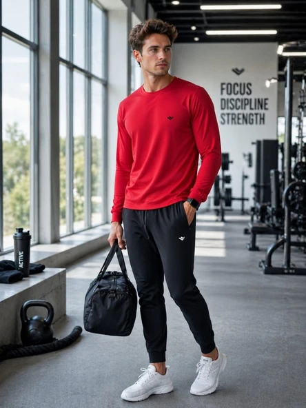Erkek Kırmızı Spor Sweatshirt ürün görseli 1