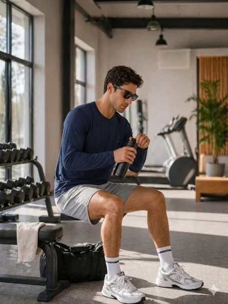Erkek Lacivert Spor Sweatshirt - Resim 2