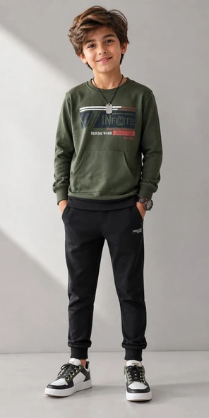 Erkek Çocuk Haki Sweatshirt ürün görseli 1