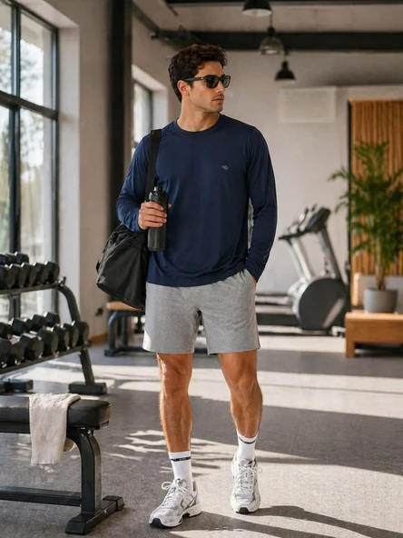 Erkek Lacivert Spor Sweatshirt ürün görseli 1