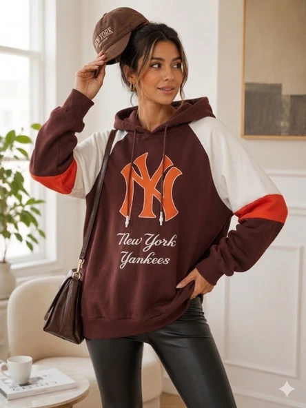 Kadın Kahverengi Kapşonlu Sweatshirt ürün görseli 1