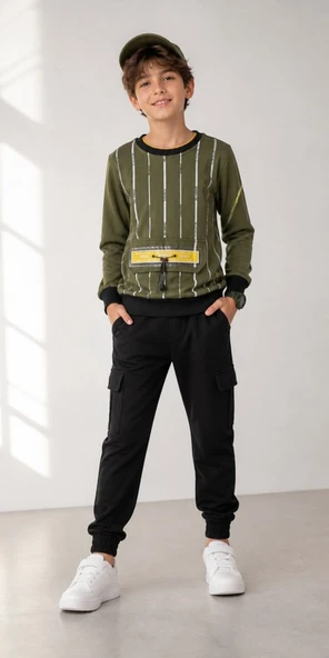 Erkek Çocuk Haki Sweatshirt ürün görseli 1