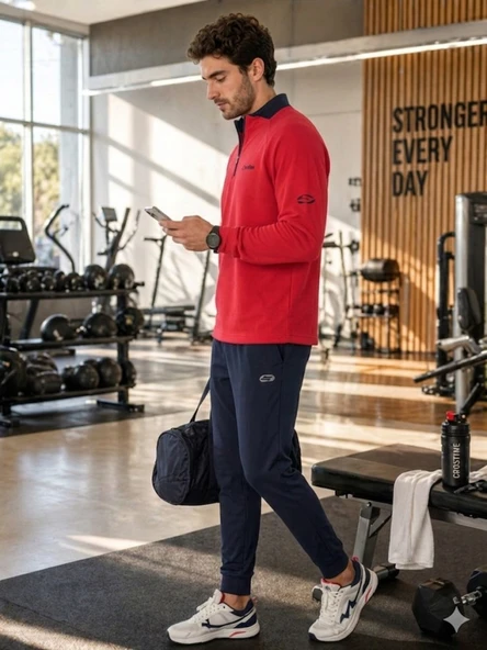 Erkek Kırmızı Antrenman Sweatshirt - Resim 2