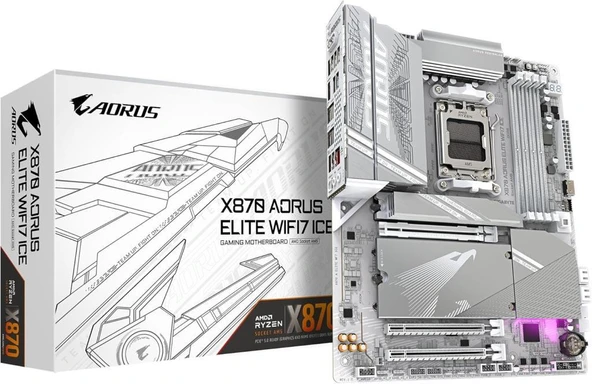 GIGABYTE ANAKART AMD AM5 ATX X870 AORUS ELITE WIFI7 ICE Outlet ürün görseli 1