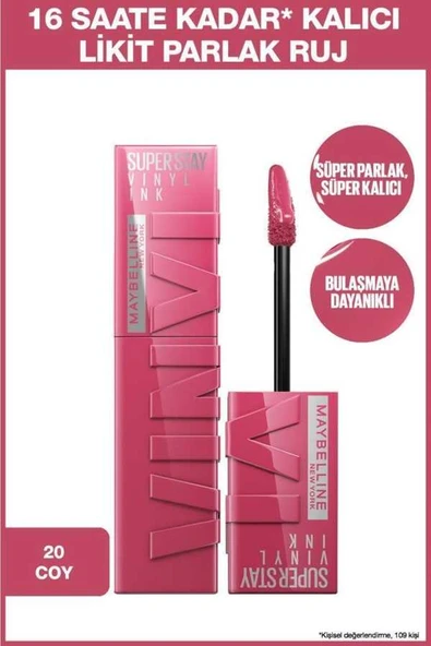 Maybelline New York Super Stay Vinyl Ink Ruj 20 Coy ürün görseli 1