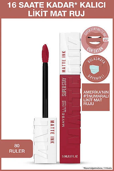 Maybelline New York Super Stay Matte Ink Unnude Likit Mat Ruj - 80 Ruler ürün görseli 1