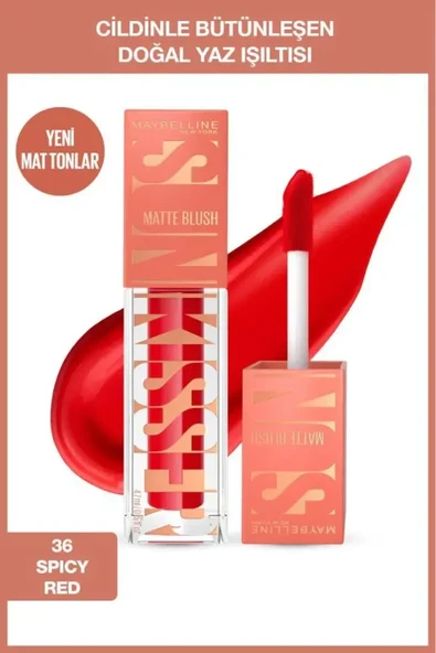 Maybelline New York Sunkisser Hazy Matte Likit Allık - 36 Spicy Red ürün görseli 1