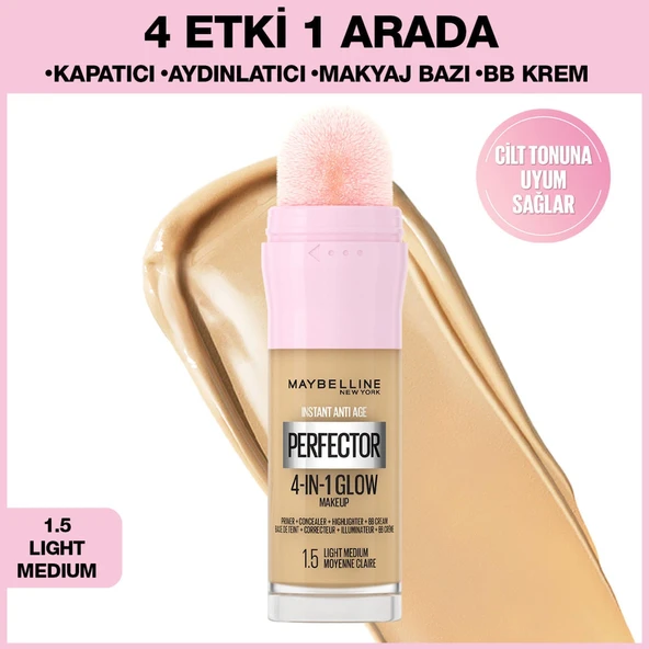 Maybelline New York Instant Perfector Glow 4 Etki 1 Arada Kapatıcı 1.5 Light Medium ürün görseli 1