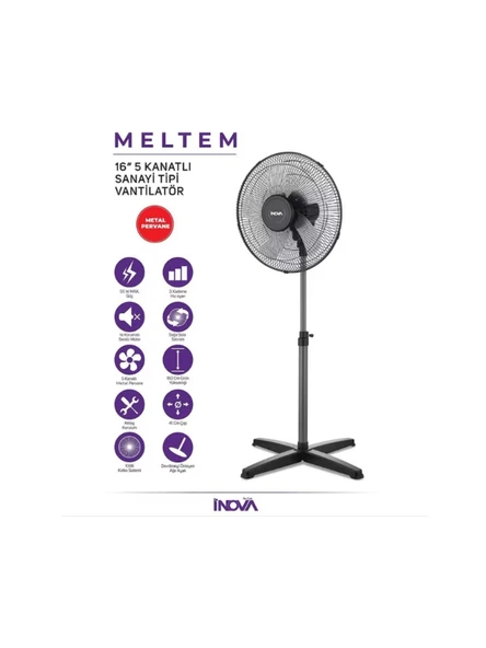 Inova Meltem 16'' 5 Kanatlı Sanayi Tipi Vantilatör ürün görseli 1