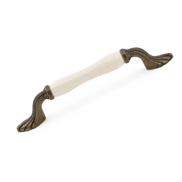 Milena Porselen Krem Antik Sarı Kulp 128 mm 12.8 cm Mobilya Çekmece Dolabı Dolap Kapak Kulb Kulpu ürün görseli 1