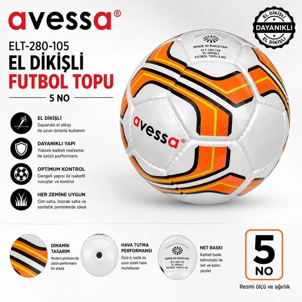 Avessa Elt-280-105 El Dikişli Futbol Topu No5 Sarı ürün görseli 1