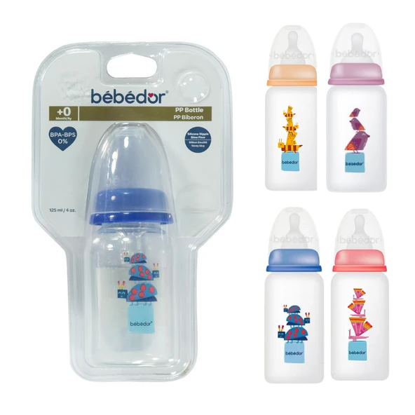 Bebedor 23302 Silikon Emzikli Yavaş Akış PP Biberon 0 Ay+ 125 Ml ürün görseli 1