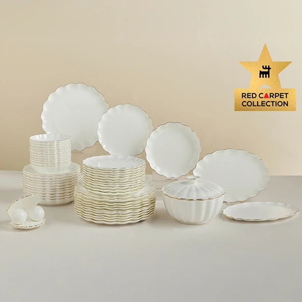 Karaca Red Carpet Collection Fine Pearl Extra Shell 55 Parça 12 Kişilik Yemek Takımı Gold ürün görseli 1